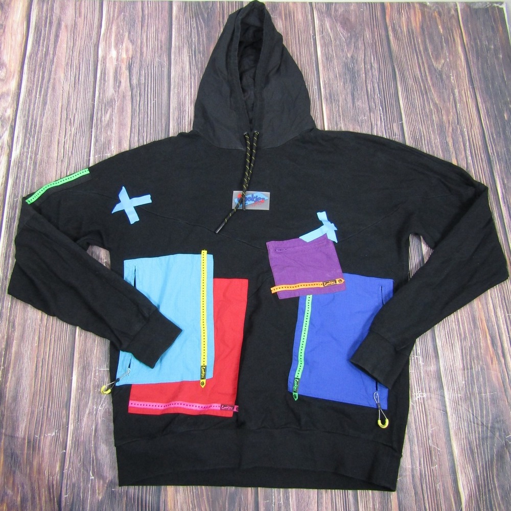 Cookies SF Hoodie Men XL Black Multi Colorblock Patchwork Utility Streetwear